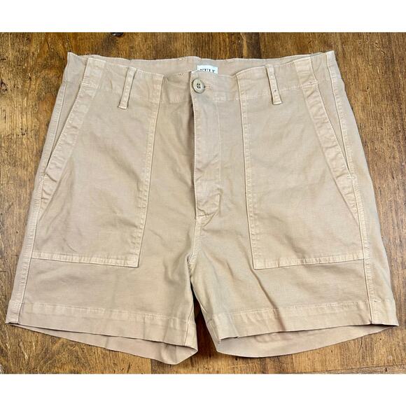 Kule The City Short Size 6 Sand Khaki Utility Mid Rise Straight Women's Designer - Picture 1 of 7